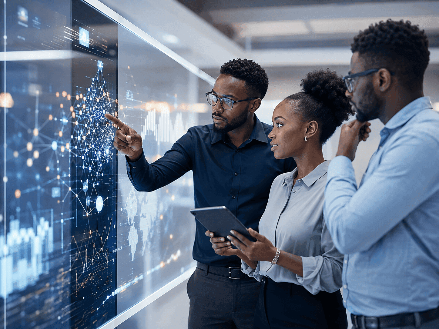 Artificial intelligence and connected data visualization